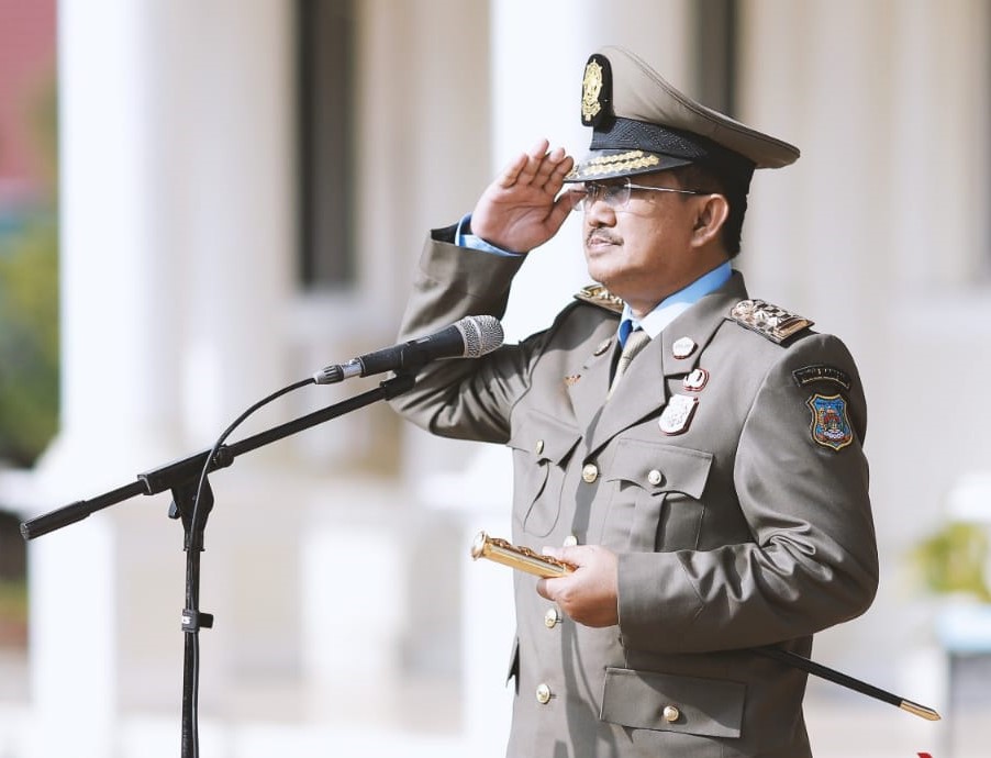 Pemkab Tanjab Barat Gelar Upacara Peringatan HUT Satpol PP ke 73, HUT Damkar ke 104 dan HUT Satlinmas ke 61